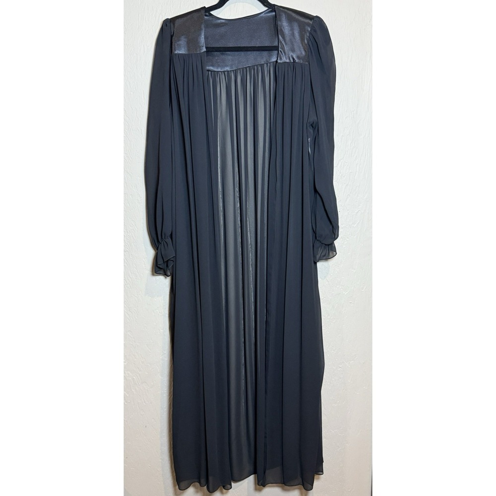Cabernet Robe Kimono Womens Small Open Front Black Sexy Lingerie Vtg